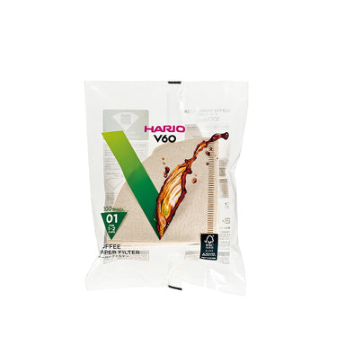 Hario V60 Coffee Filter Papers Size 01 - Brown (100 Pack Bag)